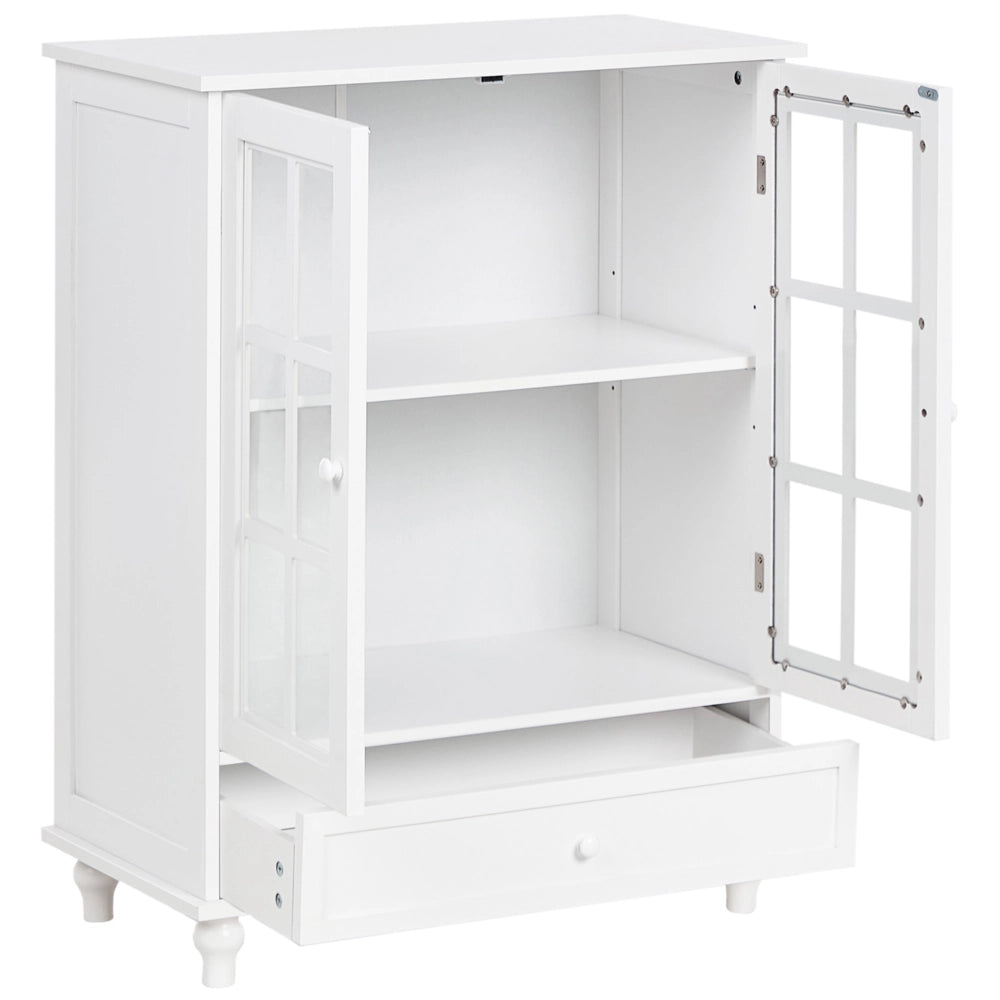 Credenza Bianca 2 Ante Con Cassetto Armadio Portaoggetti MDF Soggiorno