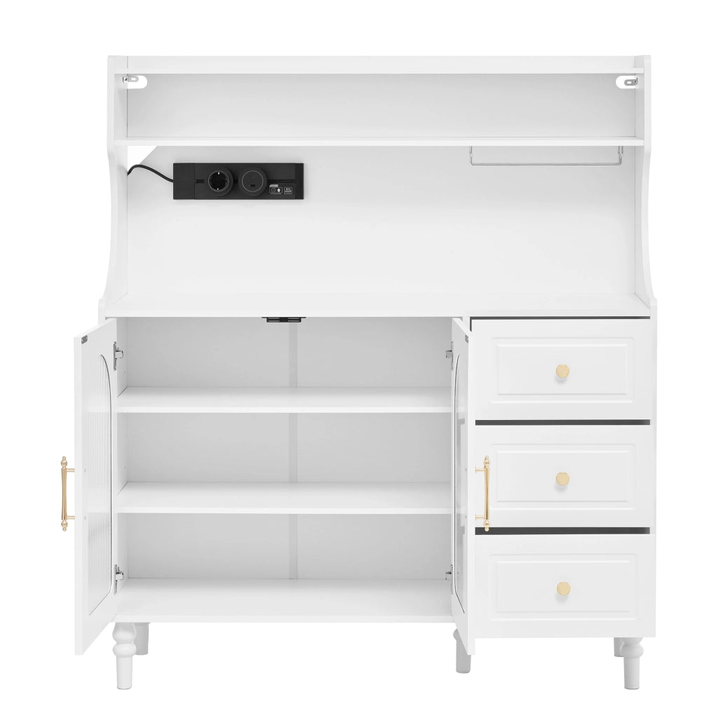 Buffet Alto da Cucina con Cassetti e Prese Elettriche ¨C MINIMAL ¨C Bianco