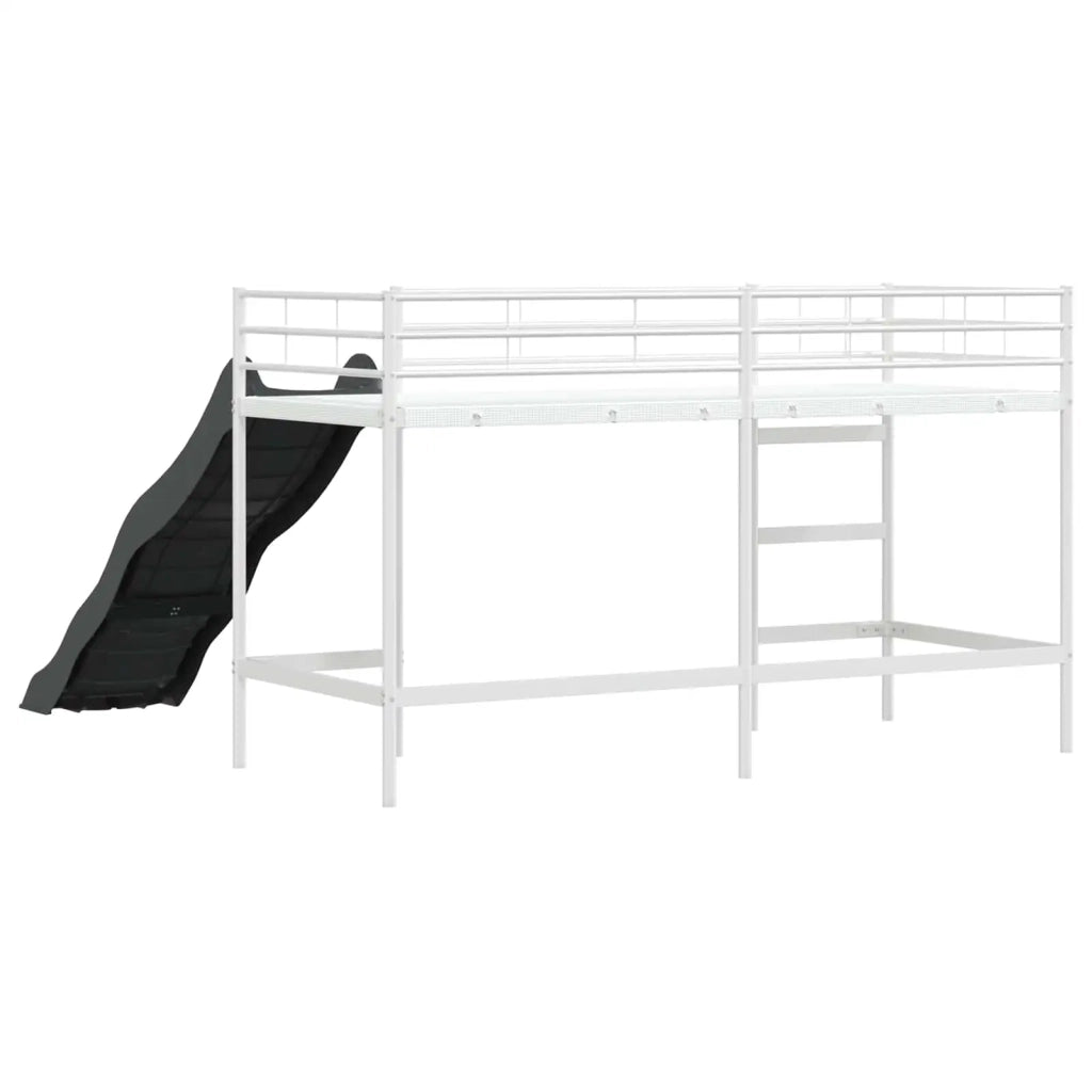Letto loft per bambini con scivolo Bianco e Antracite