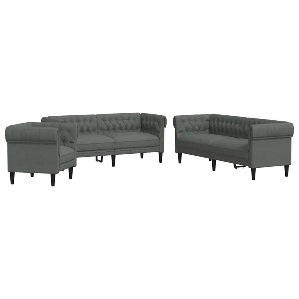 Divano per Soggiorno 3 pcs Grigio scuro 201,5 x 74,5 x 74,5 cm 3385859
