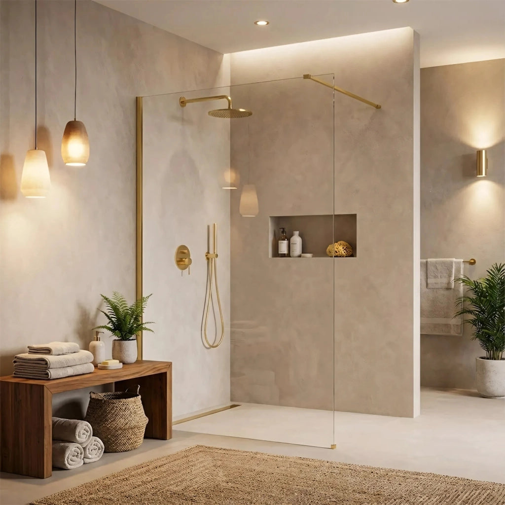 Parete Doccia Rea Flexi Transparent / Gold 120