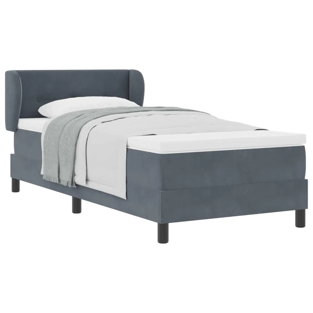 Letto a molle con materasso-Struttura Letto con Materasso Grigio scuro 90 x 190 cm Velluto 958403