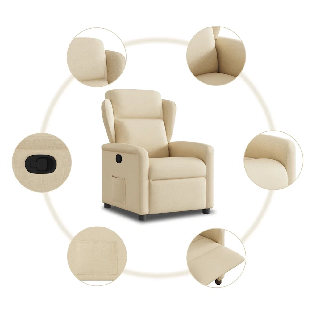 Poltrona | Sedia Relax Reclinabile in Tessuto Crema