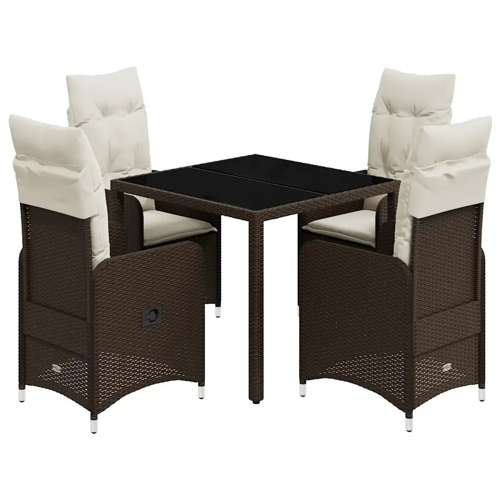 Set Bistrò da Giardino 5 pz con Cuscini in Polyrattan Marrone 3277064