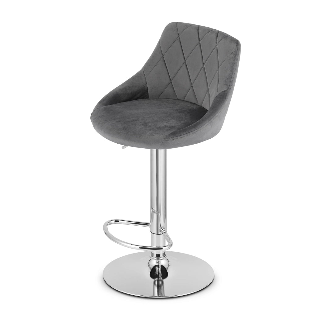 Sgabello girevole VALORA DAKA - Grigio velluto con base cromata x 2