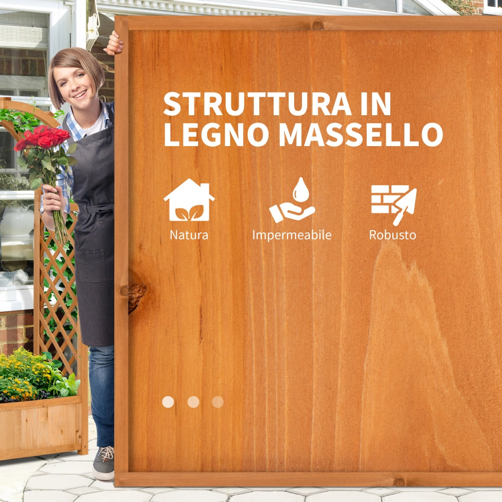 Fioriera con Arco per Rampicanti ¨C Xylo ¨C Legno Abete Marrone 83x36x152cm