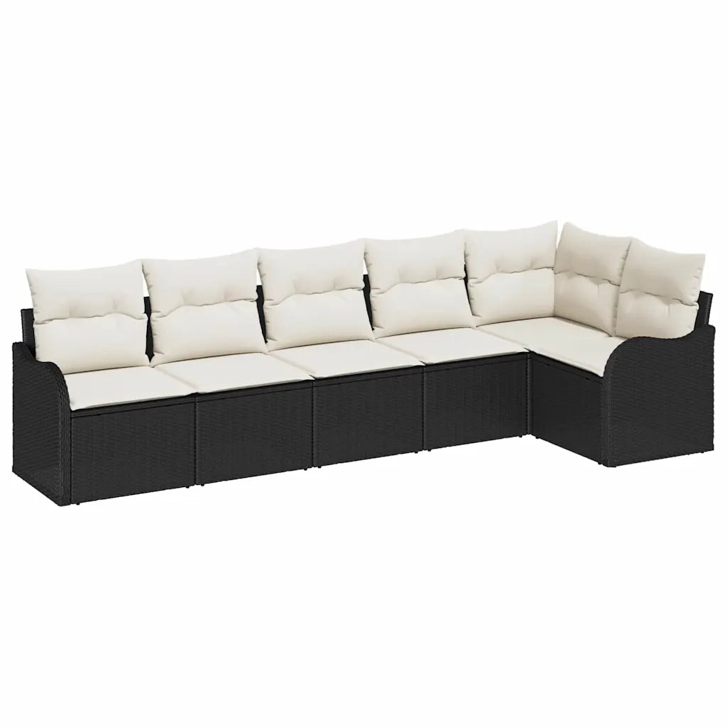 Set Divano da Giardino Nero polyrattan