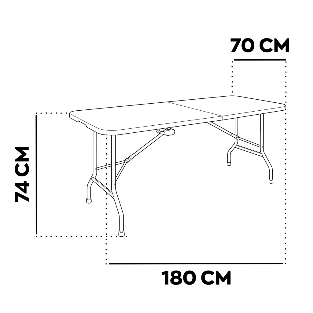 Essence - Tavolo da giardino pieghevole 180x74x70 cm da campeggio picnic portatile in resina bianco