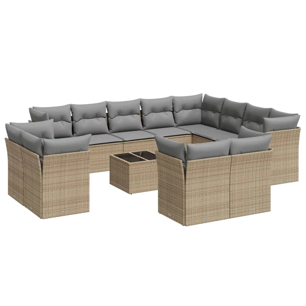 Set Divano da Giardino 13 pz con Cuscini Beige in Polyrattan 3218539