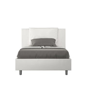 BS COM Letto una piazza e mezza con rete imbottito 120x200 similpelle bianco