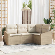 Set di divani con cuscino 4 pcs Beige polyrattan