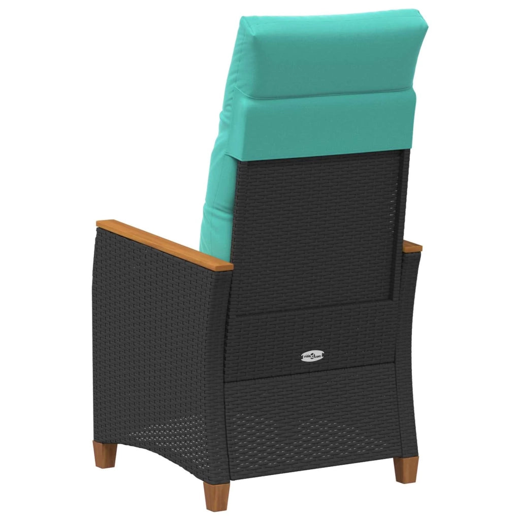 Sedia da giardino reclinabile Nero e Turchese polyrattan 42026863