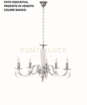 LAMPADARIO CHERUBINI 5 LUCI BIANCO E CROMO ATTACCO E14 D.82CM