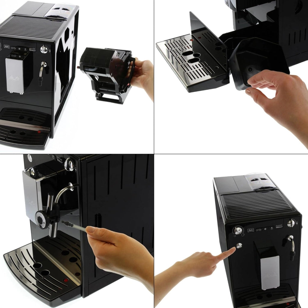 Melitta Macchina per caffé e per cappuccino automatica, Caffeo Solo & Perfect Milk, Nero/Argento, E957-101