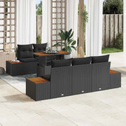 Set da Pranzo per Giardino con cuscino 6 pcs Nero e Marrone