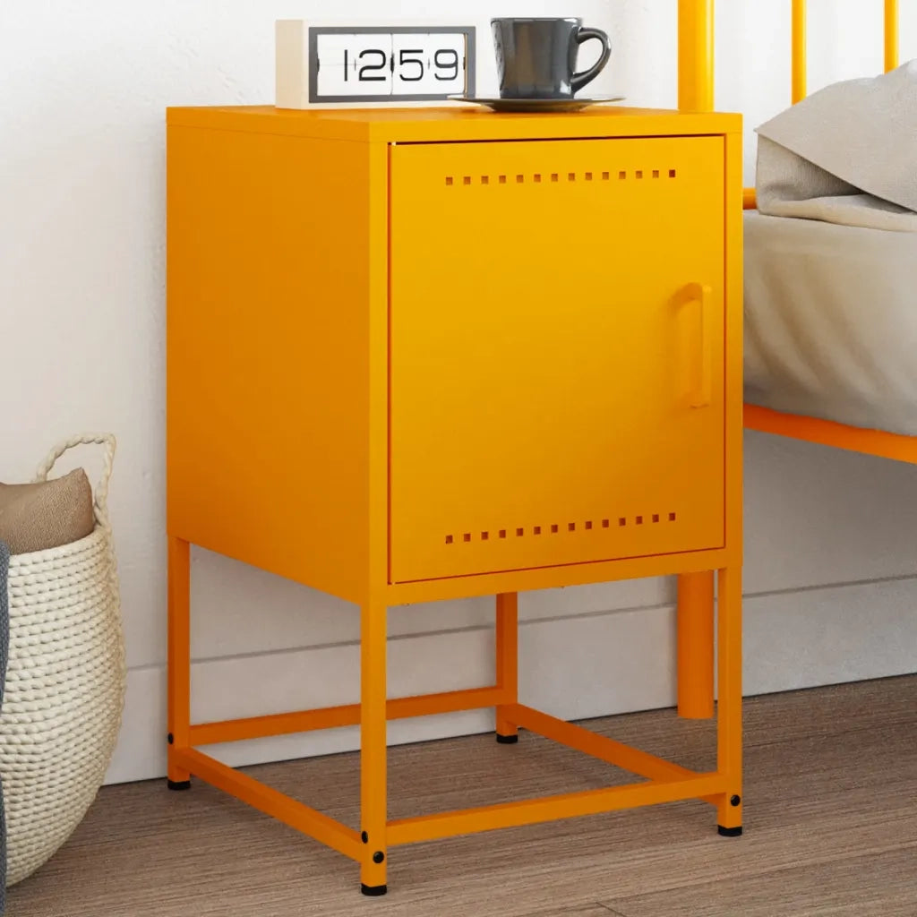 Comodino-Tavolino da notte Giallo Senape 36x39x60,5 cm in Acciaio 846126
