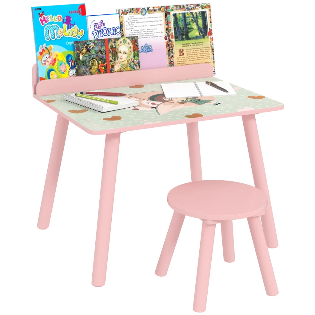 Scrivania Bambini con Sedia e Libreria ¨C Minimal ¨C Rosa 90x60x75