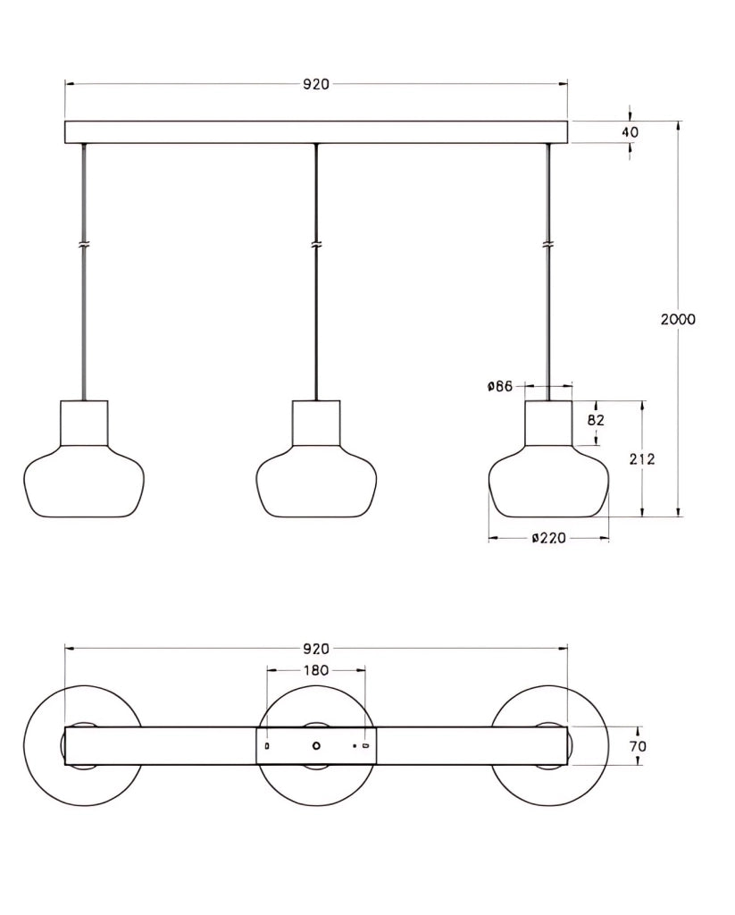 Lampada a Sospensione Kino LED 36W 3900lm 3000K Dimmerabile, Struttura in Metallo e Vetro Borosilicato Bianco - IP20 Classe 1