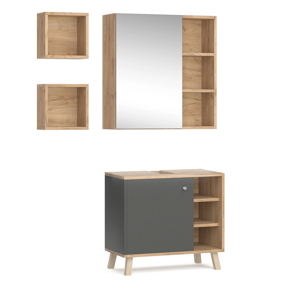 Vicco Set mobili bagno Antracite 3 parti