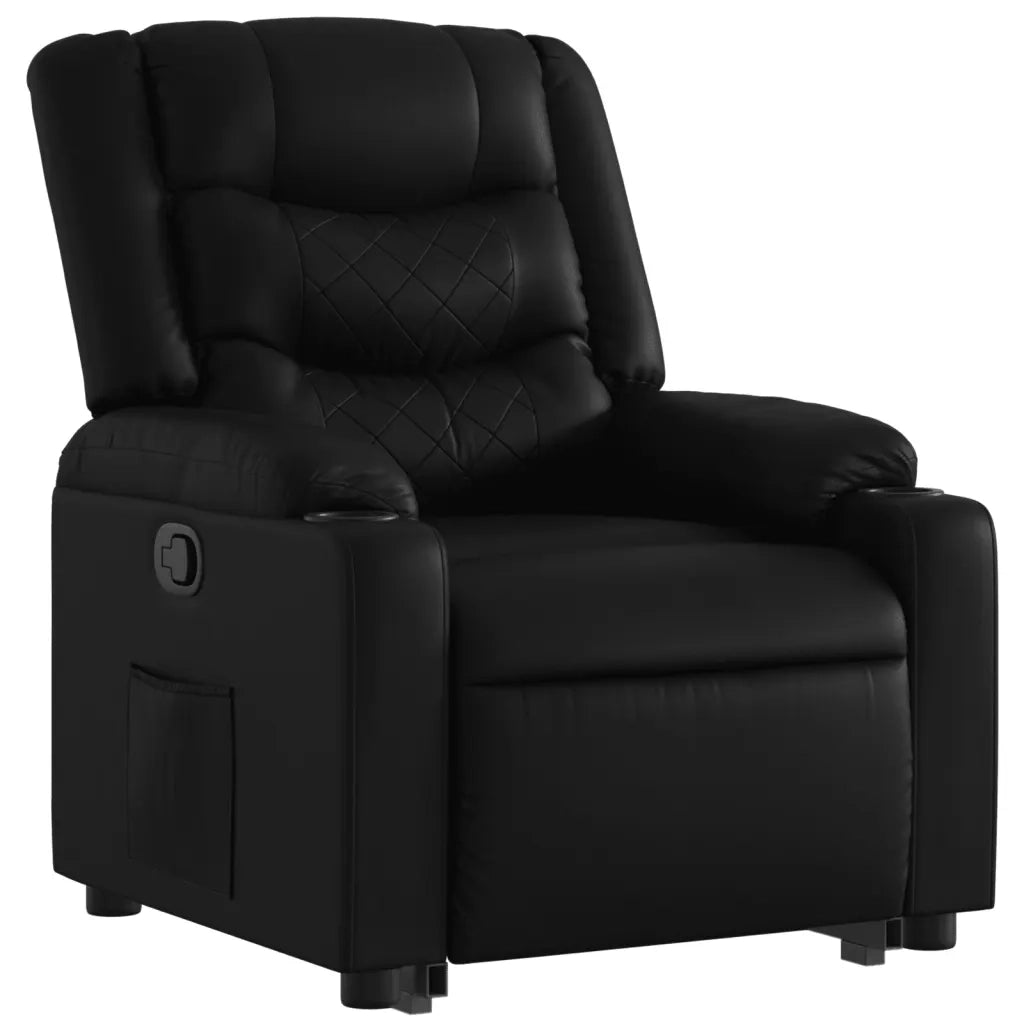 Poltrona Alzapersona Reclinabile Nera in Similpelle 3206551