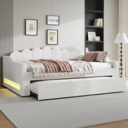 Letto Imbottito con LED e Letto Estraibile ¨C MINIMAL ¨C Beige 140x200