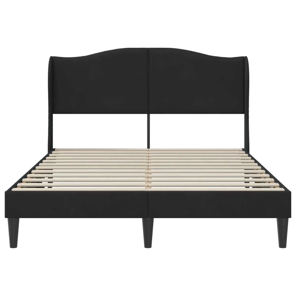 Letto matrimoniale | Letto per adulti | Struttura del letto con testiera Nero 120 x 200 cm Velluto