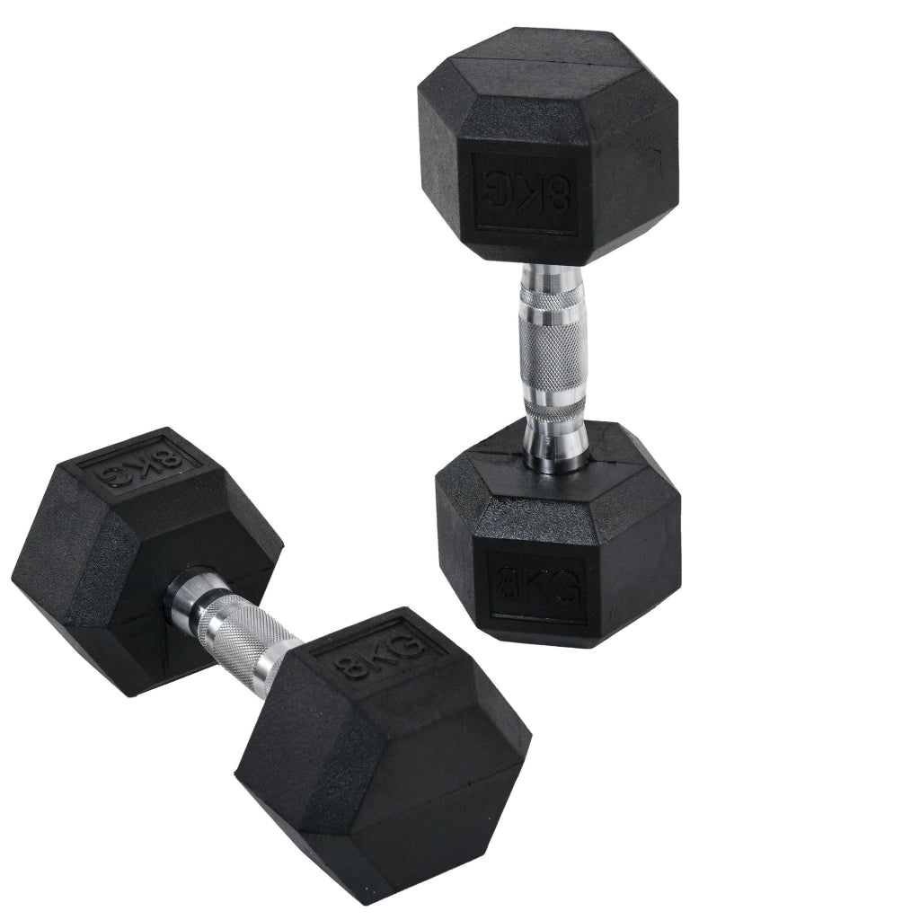 Set di manubri 8 kg ¨C Minimal ¨C Nero e Argento