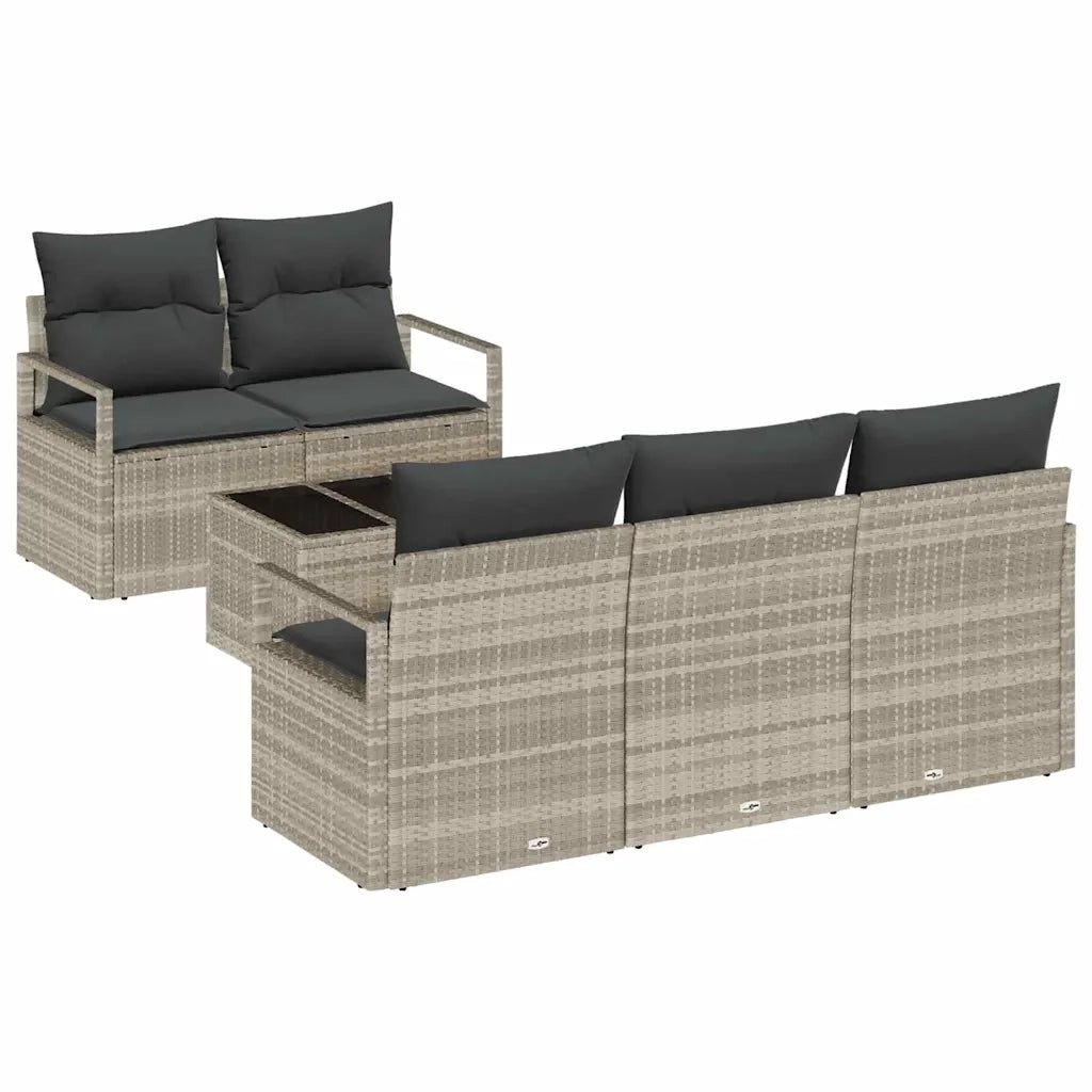 Set di divani 6 pcs Grigio chiaro polyrattan