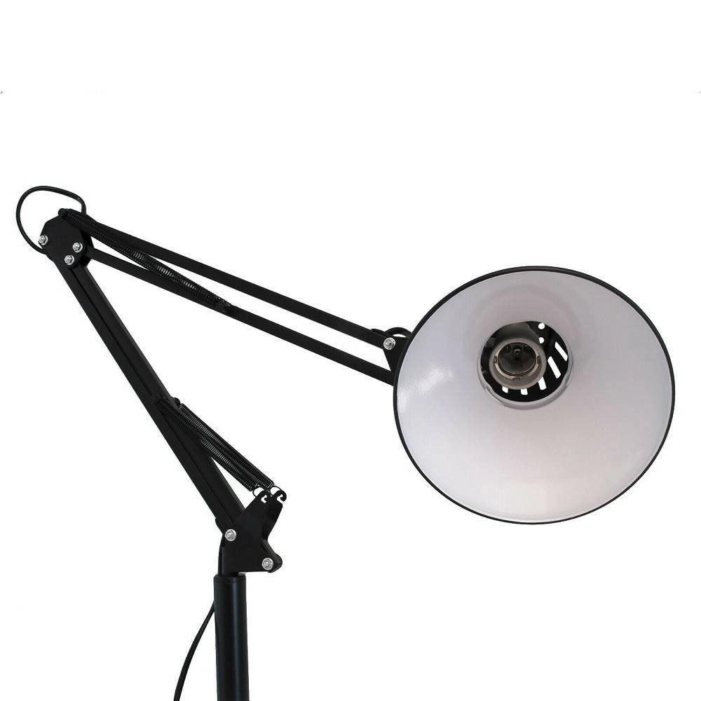 Trade Shop - Lampada A Piantana Da Terra Braccio Orientabile Luce Lettura In Metallo E27 D15 - Nero