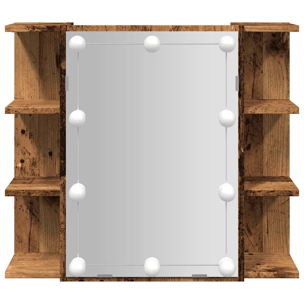 Mobile a Specchio con LED Legno Antico 70x16,5x60 cm 857003