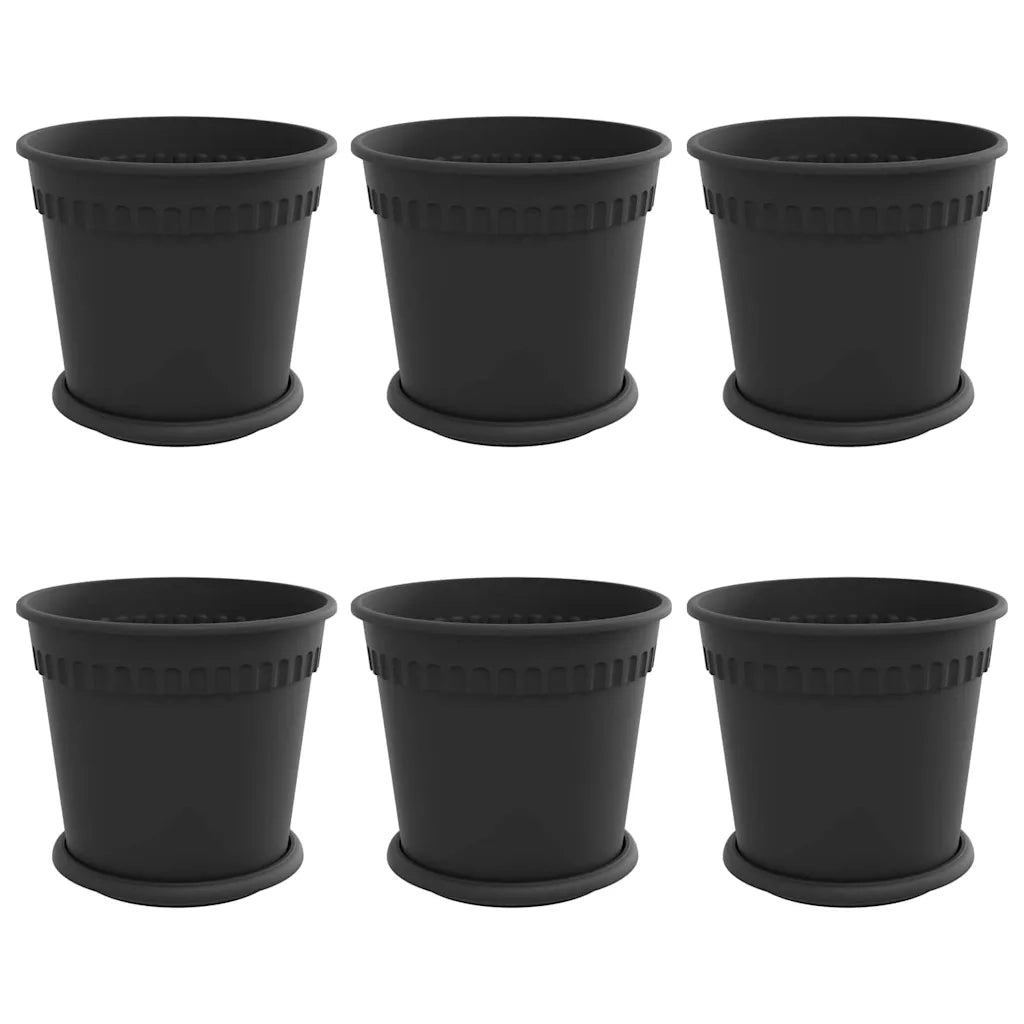 Vasi per Piante 6 pcs Nero Ø 19 x 16 cm Plastica 3403261