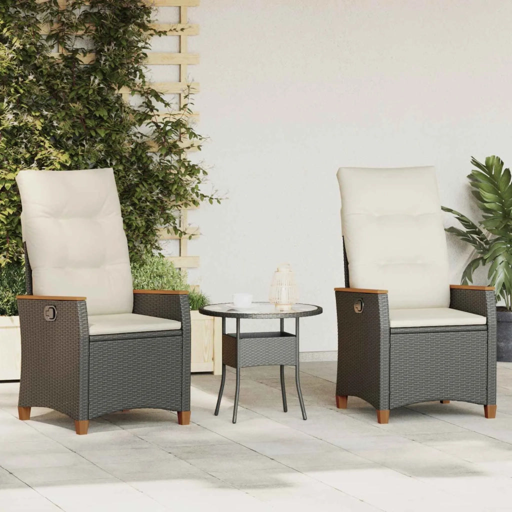 Sedia da giardino reclinabile Nero e Crema 64 x 57,5 x 112 cm 42026864