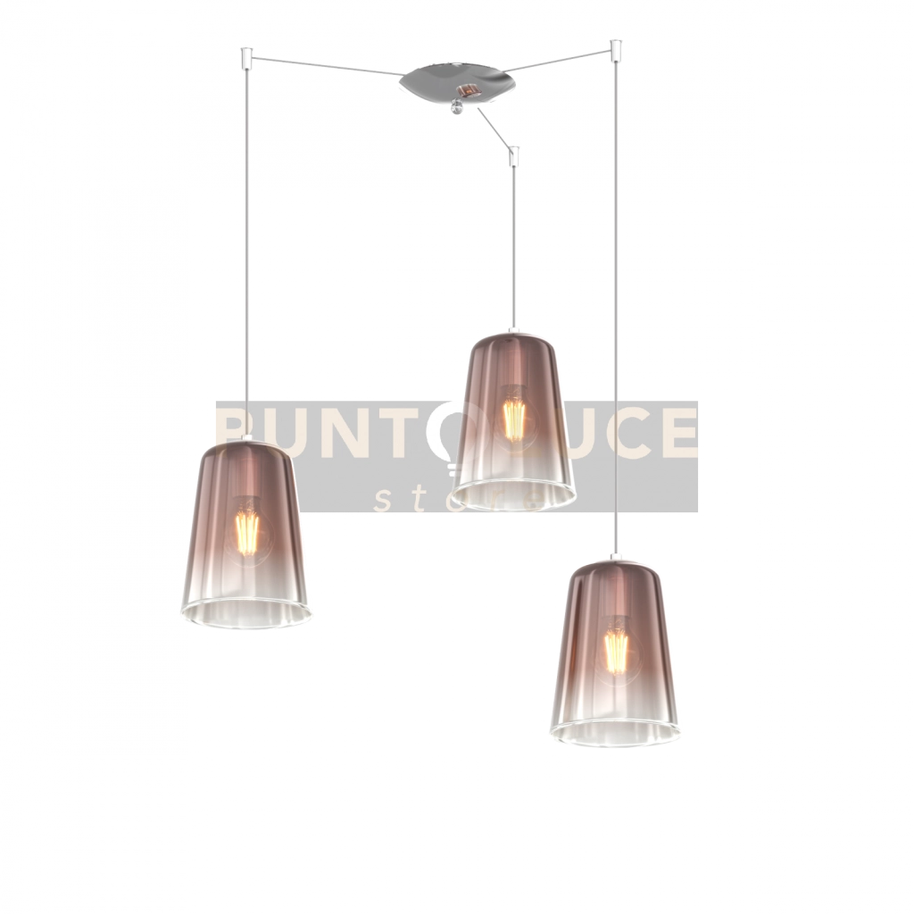 SOSPENSIONE CROMO SPOSTABILE 3 LUCI RAME 1164CR-S3 S-RA