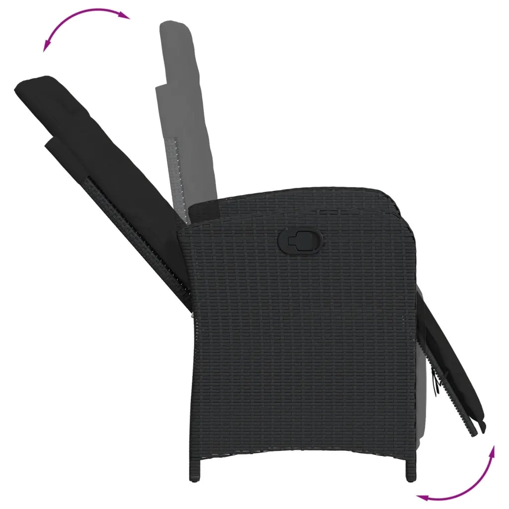 Set da Pranzo da Giardino 5 pz Nero con Cuscini in Polyrattan 3212530