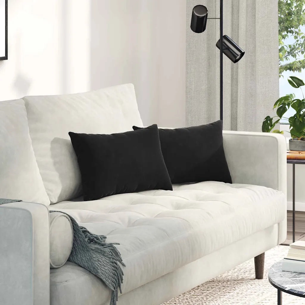 Cuscini da Divano 2 pz-Set di 2 Cuscini per Sofa Nero 50 x 30 cm Tessuto in Cords