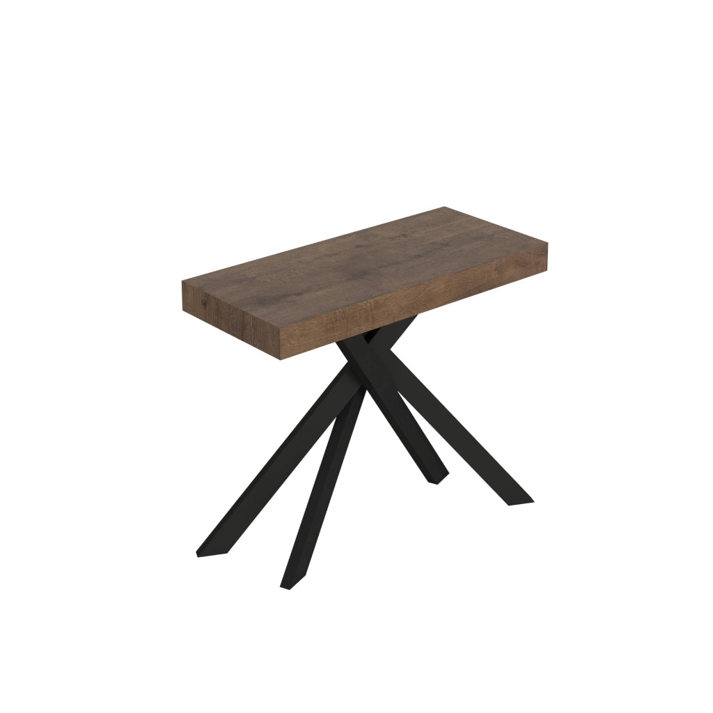 Consolle Allungabile 90-196x40x77 cm Saki Small Noce Gambe Antracite