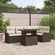 Set Divano da Giardino 6 pcs Marrone Rattan in Polipropilene