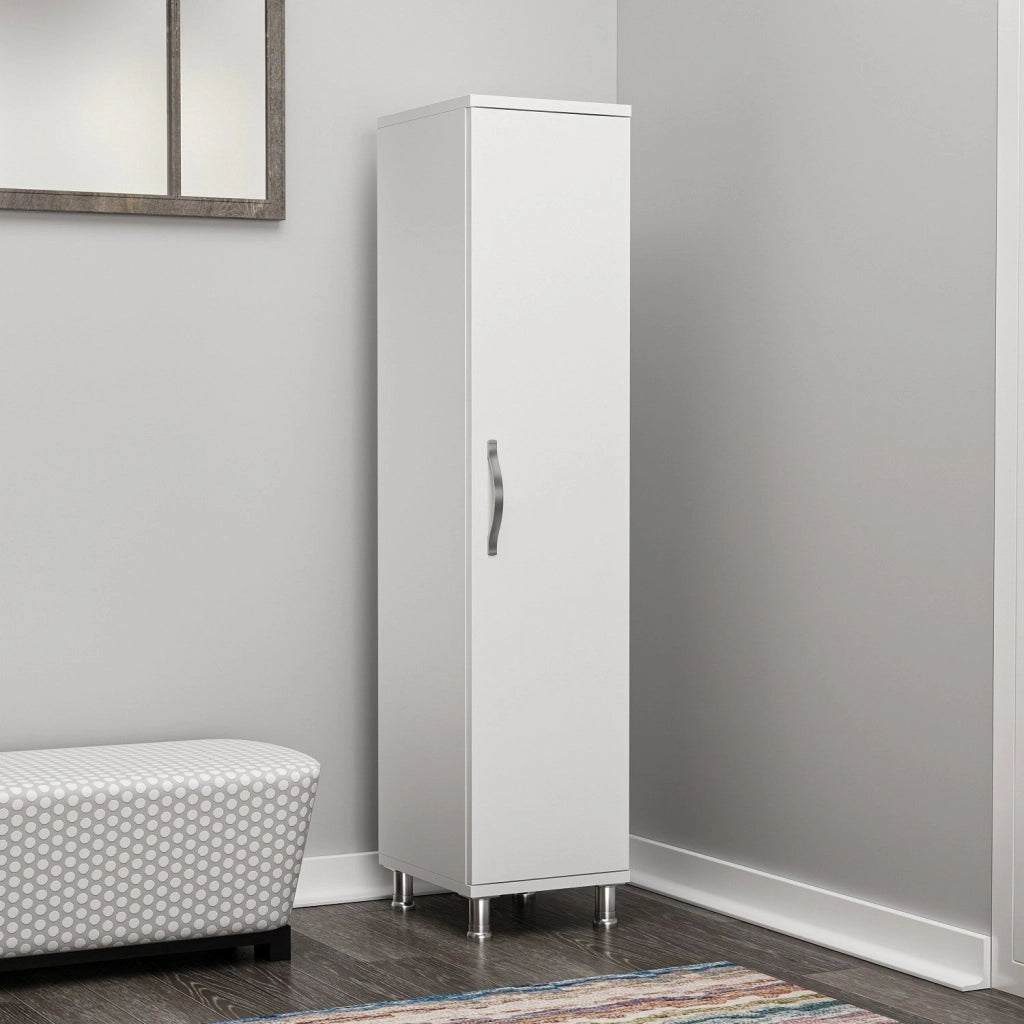 Noepoli, Armadio Multiuso 1 Anta 8 Ripiani, 29x130h cm Bianco