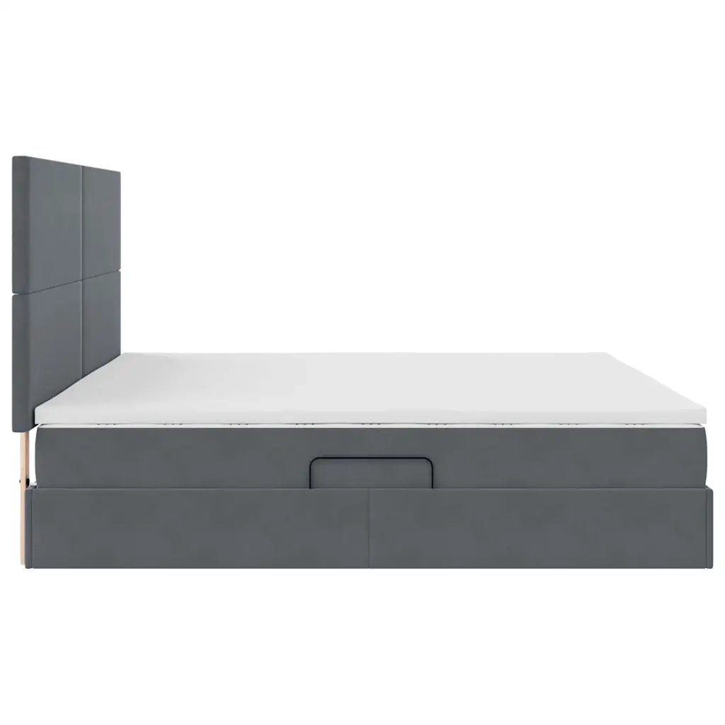 Letto con contenitore e materasso Grigio scuro 200 x 200 cm 3371992