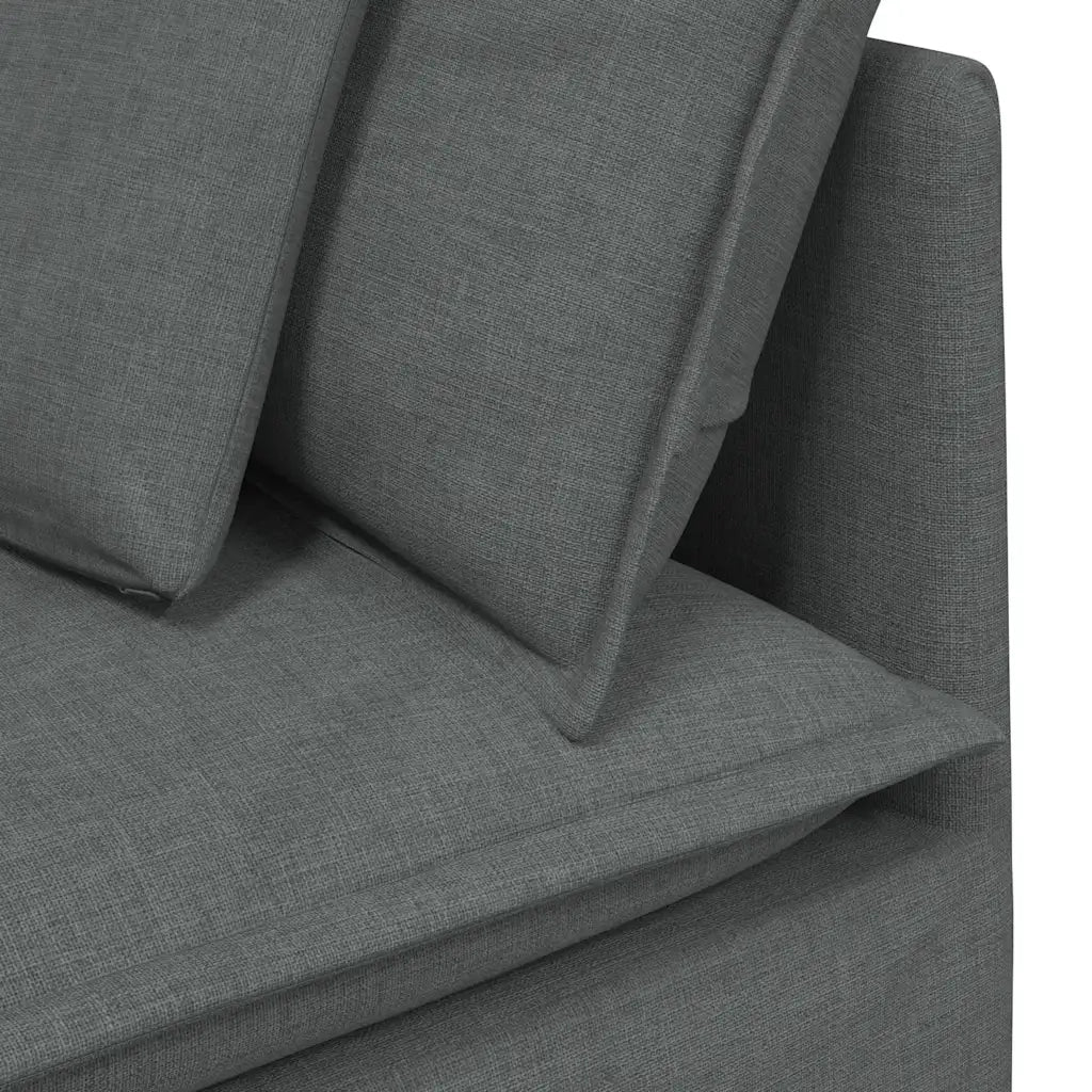 Divano Modulare con Poggiapiedi e Cuscini Tessuto Grigio Scuro 3321208