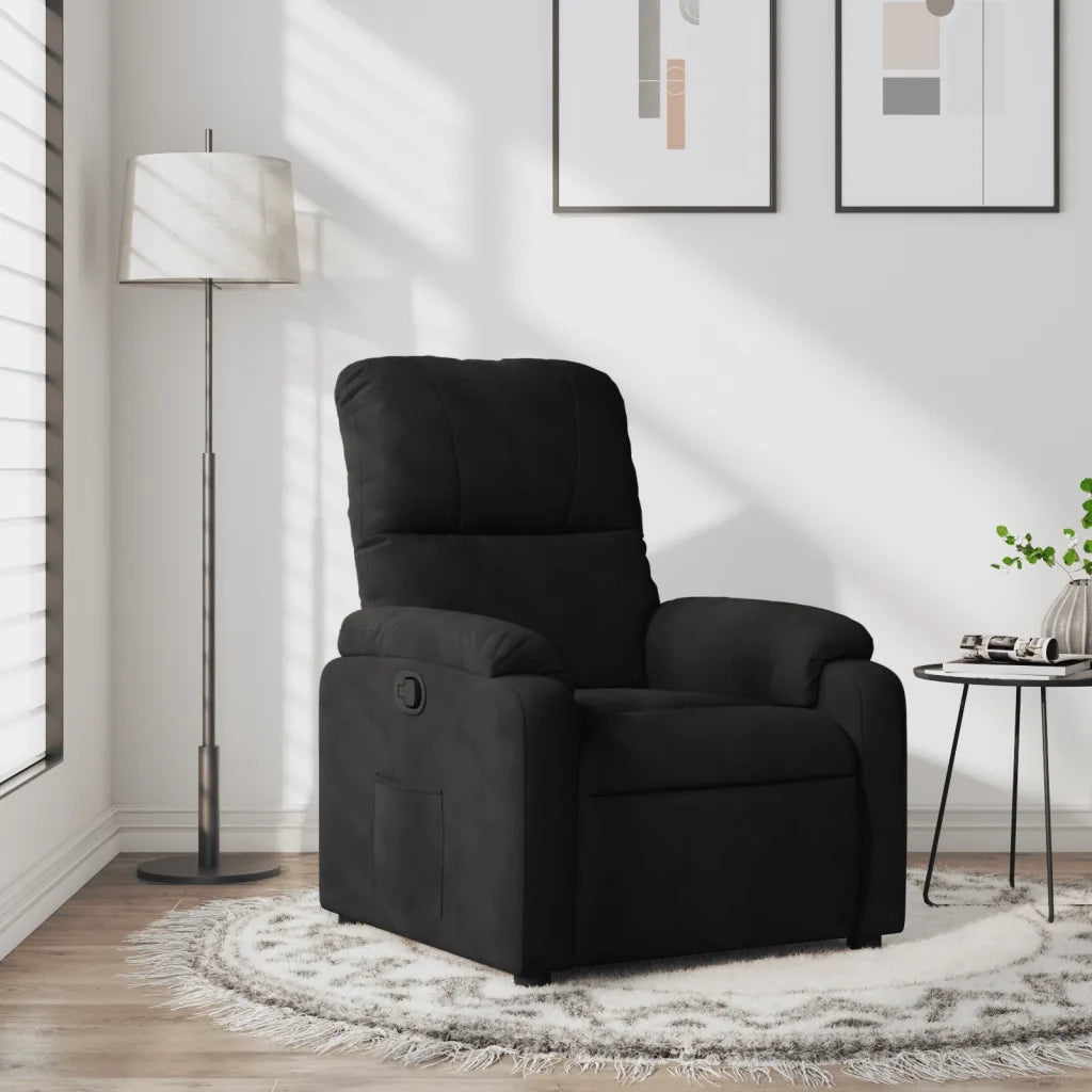 Poltrona | Sedia Relax Reclinabile Nera in Tessuto di Microfibra