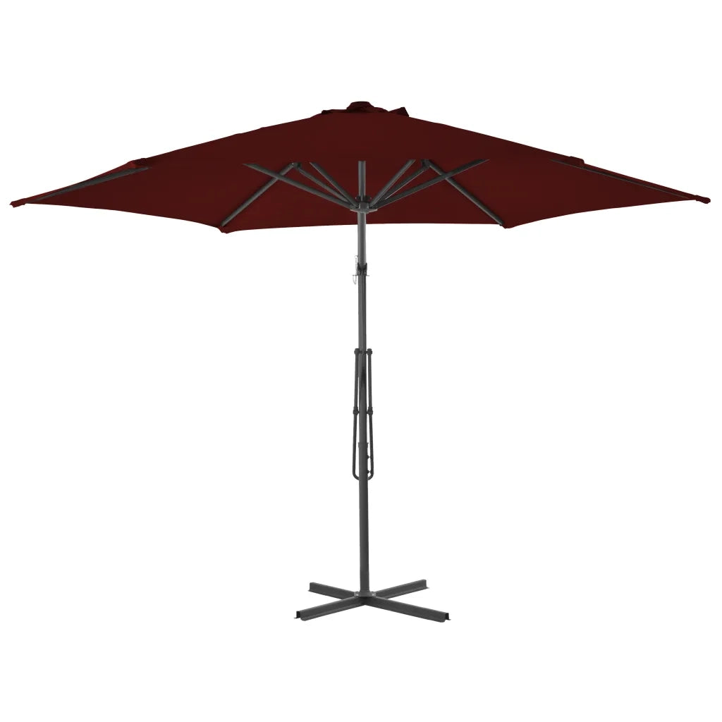 Ombrellone con Palo in Acciaio-Ombrello da giardino Rosso Bord¨° 300x230 cm