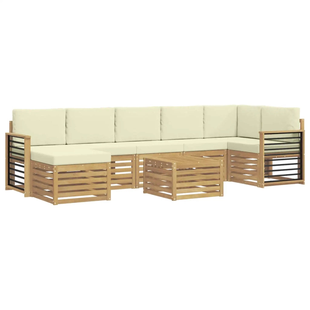 Set di divani da esterno 8 pcs Bianco e Crema 59 x 59 x 37 cm 3392245