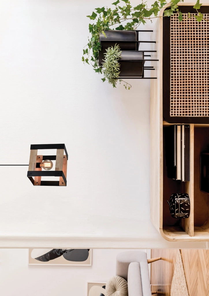 Lampada a sospensione Candellux Varna legno nero E27
