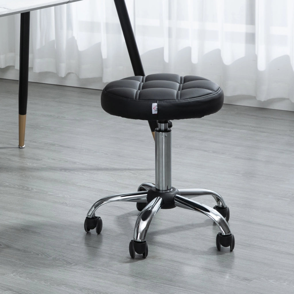 Sgabello Girevole Regolabile in Altezza ¨C Minimal ¨C Nero, Pelle, 48-63 cm