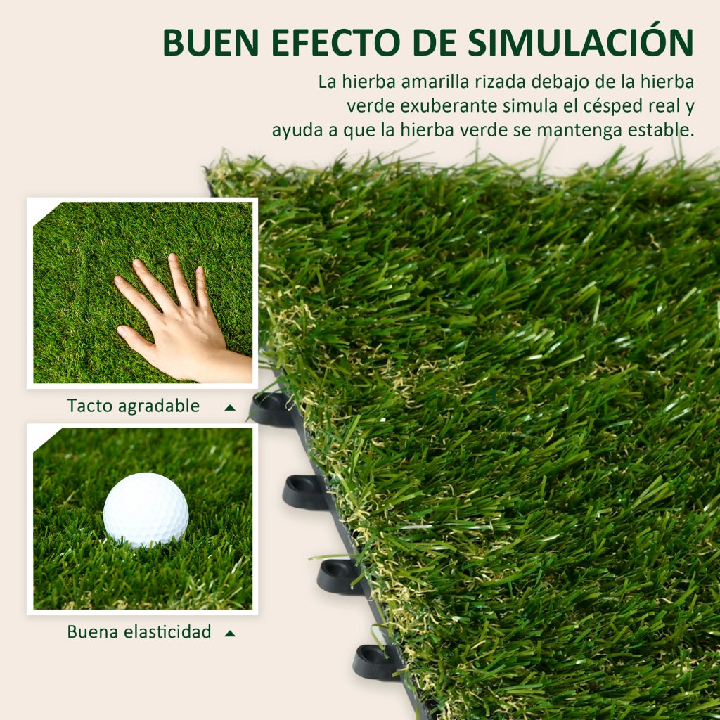 Tappeto erba sintetica 10 pezzi ¨C zephmum ¨C 30x30 cm verde scuro