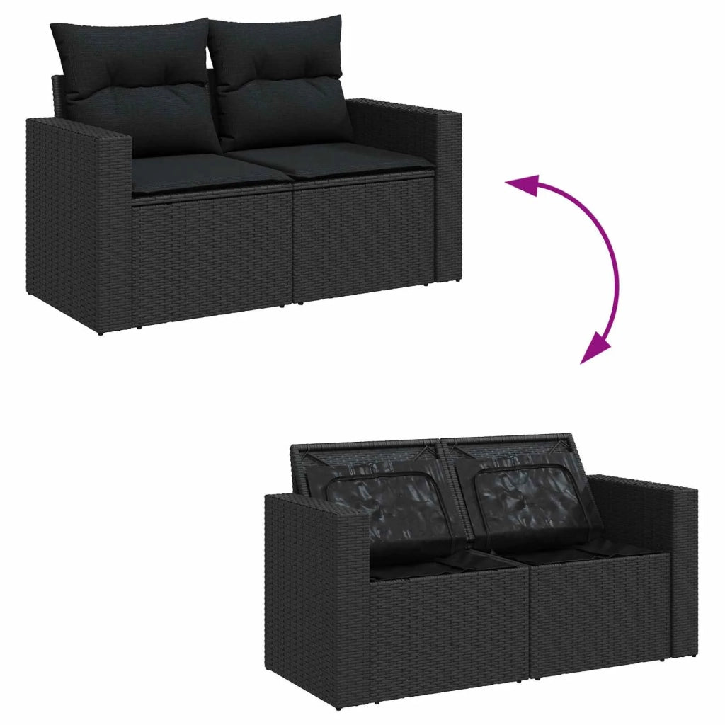 Set Divano da Giardino con cuscino 10 pcs Nero 3363529