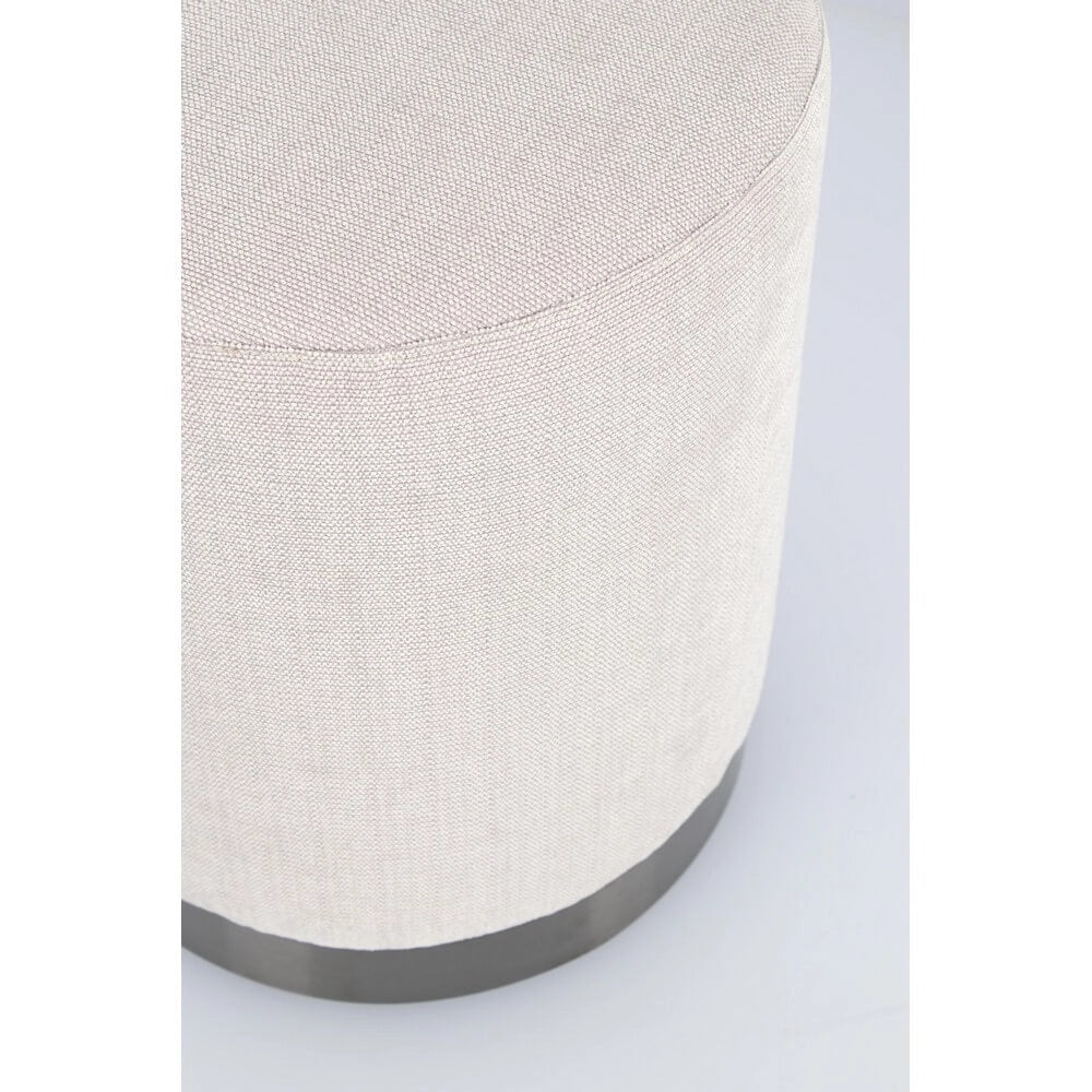 Pouf Rotondo Imbottito in Tessuto con Base in Acciaio - LEE