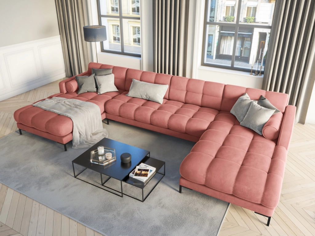 Cosmopolitan Design - Divano panoramico "Bali" 7 posti in velluto rosa 