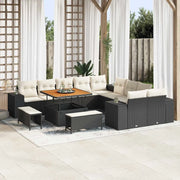Set Divano da Giardino con cuscino 13 pcs Nero polyrattan 3362055
